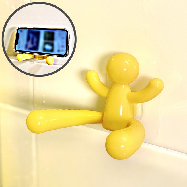 리틀맨 무타공걸이 초강력 접착 다용도 후크, 1개, 옐로우