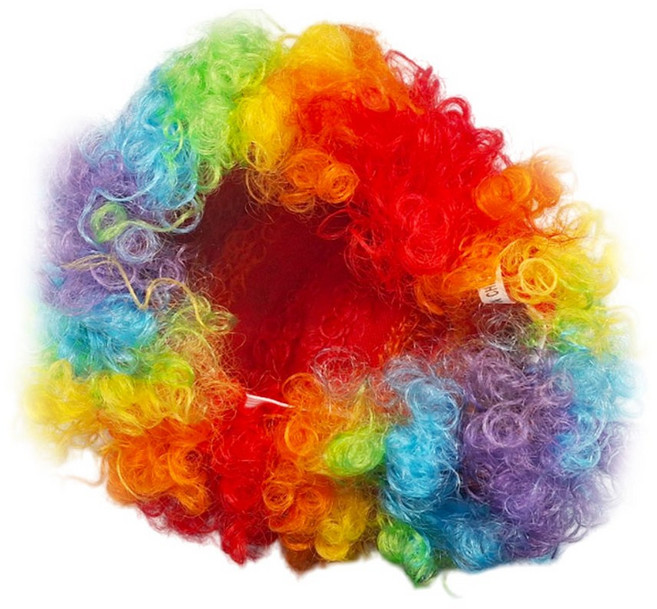 풍선대통령 삐에로가발 무지개뽀글이가발, 1개