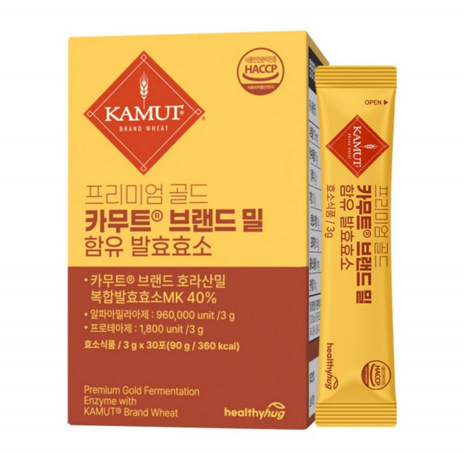 프리미엄 골드 카무트 브랜드밀힘유 효소 호라산밀 발효, 3g, 90개