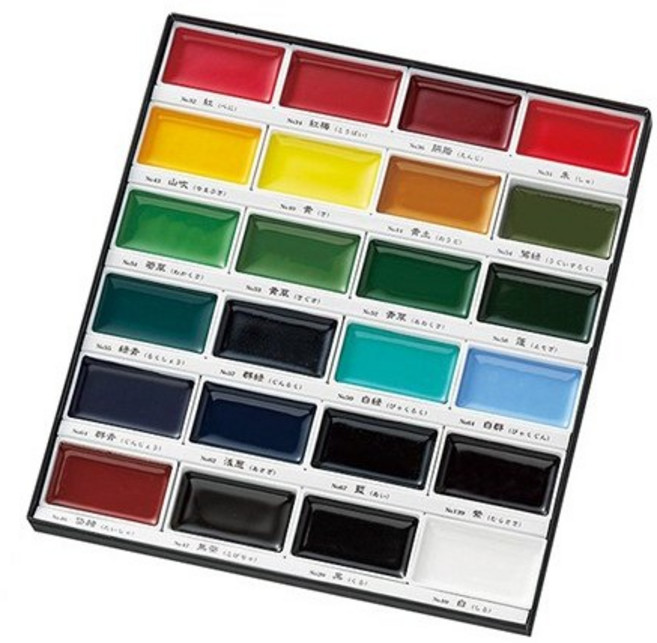 지그 쿠레타케 안채탐미 고채물감 24색 파스털컬러 수채 한국화 동양화물감