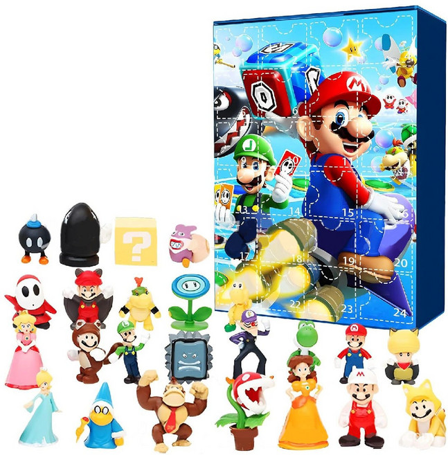 슈퍼마리오 크리스마스 어드벤트캘린더 캐릭터 피규어 달력 2026, 2.슈퍼마리오 블루, 24개