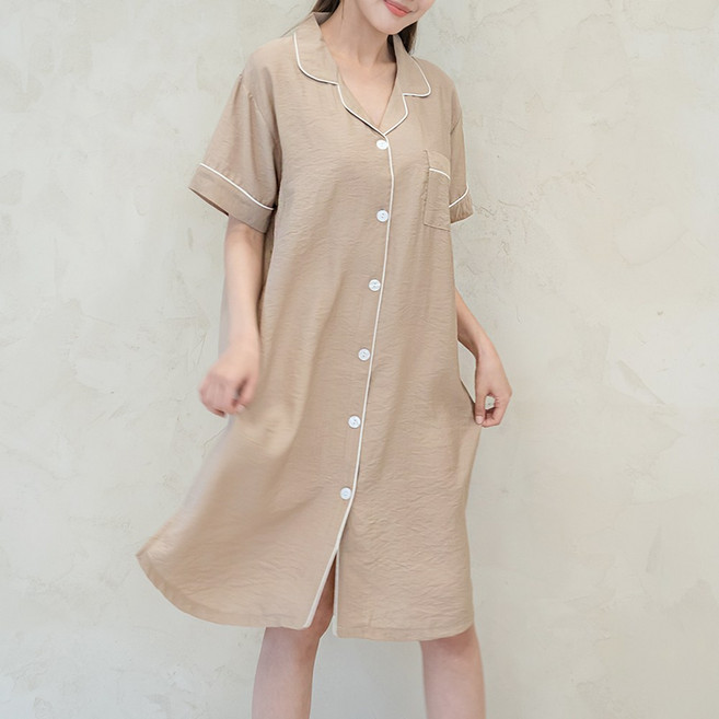 엘라운지 인견 심플 셔츠 원피스