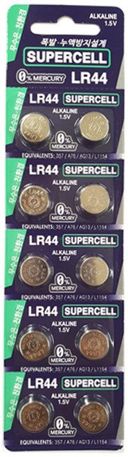 슈퍼셀 수은전지 LR44 10입 1.5V 100mAh(L1154F호환), 10개입, 1개