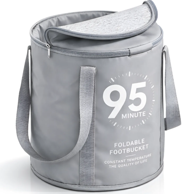 리비움 접이식 휴대용 족욕바구니 종아리까지 오는 덮개형, 그레이, 1개