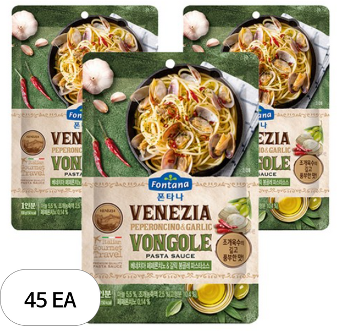 폰타나 베네치아 페페론치노 갈릭 봉골레 파스타소스 파우치, 100g, 45개
