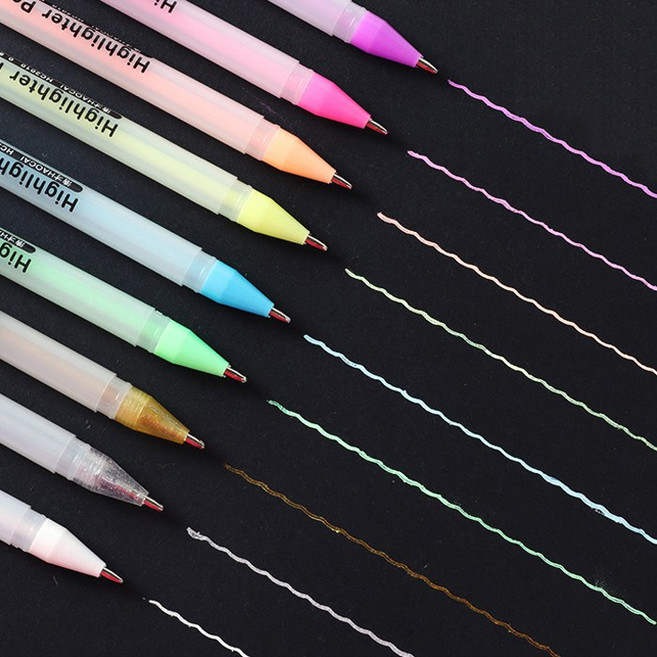 육오빠 화이트 컬러 젤펜 다꾸펜 캘리그라피 펜 젤리 다이어리 수성 잉크 드로잉 흰색 데코, 블루