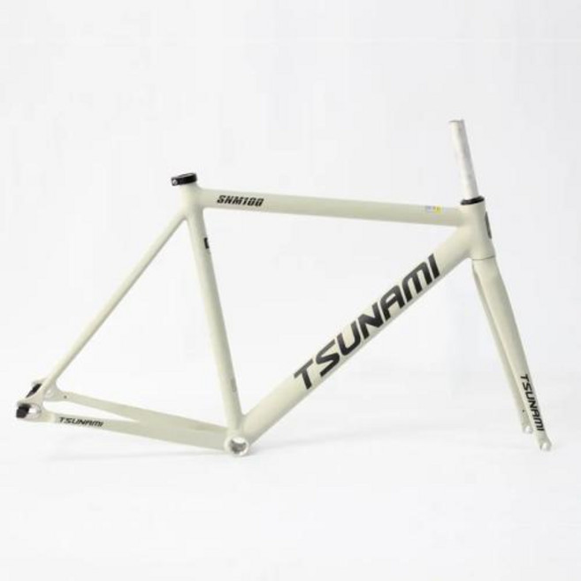 쓰나미 SNM100 프레임 세트 700C 알루미늄 고정 기어 프레임 및 포크 트랙 Fixie 자전거 49CM 52CM 55CM 58CM 단일 속도 자전거 부품, 10)milk gray