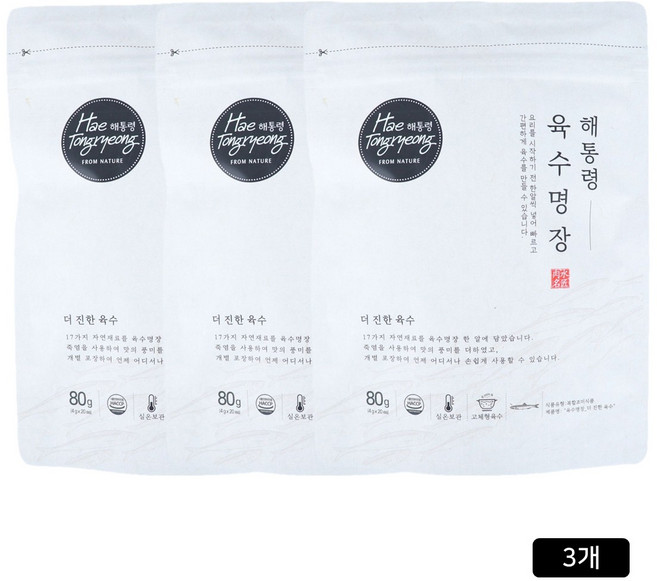 해통령 더 간편한 육수명장, 80g, 3개