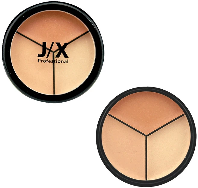 JX Professional 얼굴 페이스 메이크업 베이지컬러 3종 트리플컨실러, 다크베이지, 네츄럴베이지, 라이트베이지, 1개 - 쿠팡