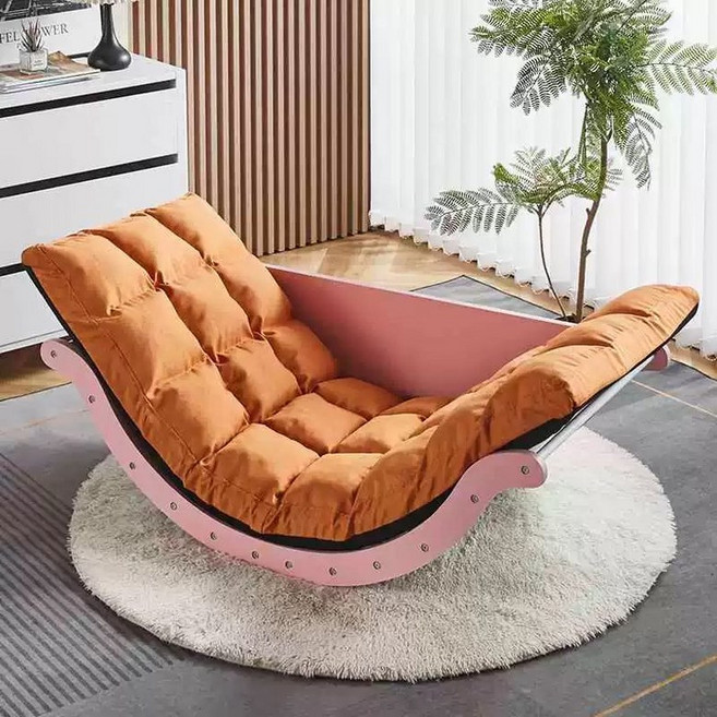 흔들침대 스윙체어 독서침대 흔들, 1개, 핑크+오렌지 통기성면마혼합직물