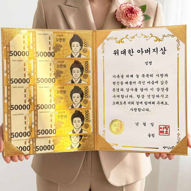 로나파티 부모님 용돈박스 감사 어버이날 생신 선물, 위대한 아버지상