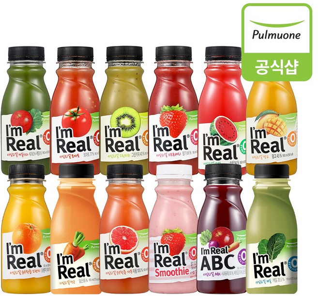 풀무원 아임리얼 주스 190ml 12종 8개 골라담기 (딸기 수박 오렌지 키위 외), 1세트, 5  토마토 (190ml) 8개