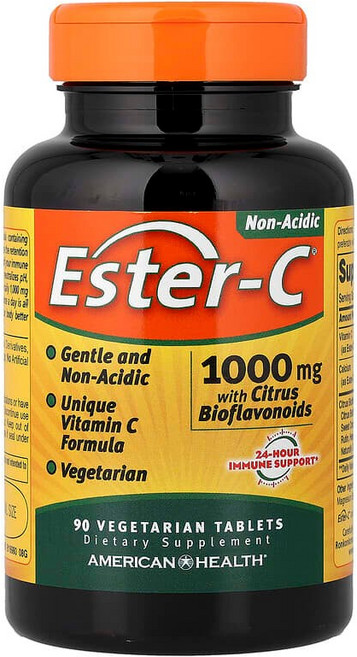 American Health Ester-C® 시트러스 바이오플라보노이드 함유 1000 mg 식물성 정제 90정 AMH-16981, 1개