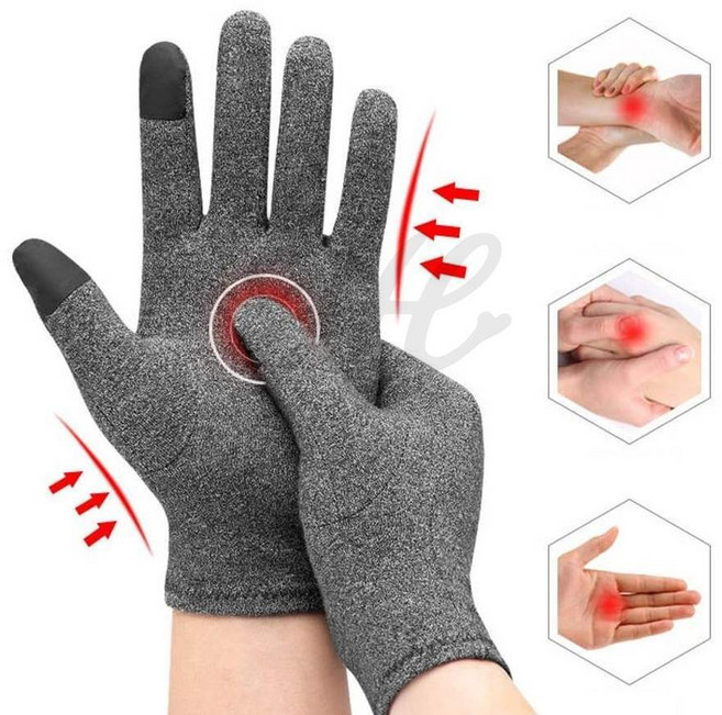 운동 손목 보호 압박 터치 장갑 손가락 관절, 그레이 S