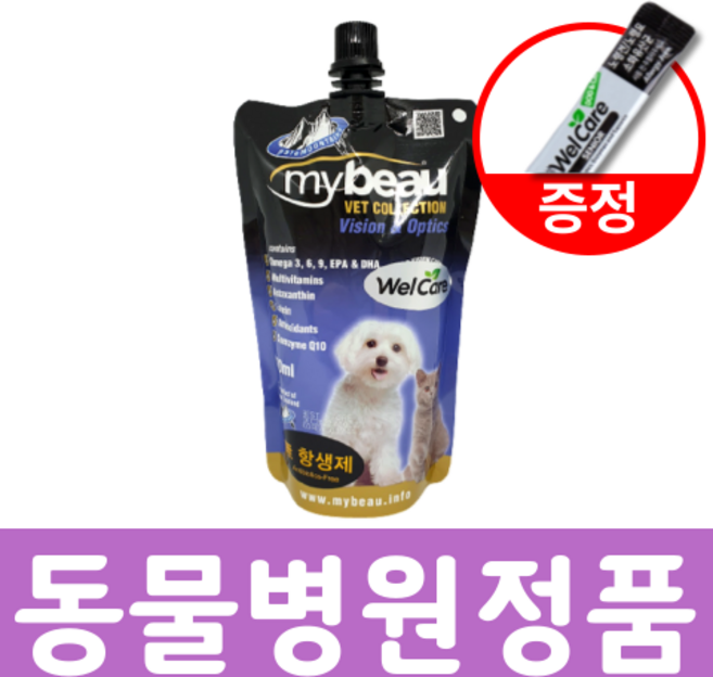 마이뷰 옵틱 눈영양제 백내장 눈물자국 300ml + 유산균 셋트 [동물병원 정품], 눈물개선/눈건강, 1개