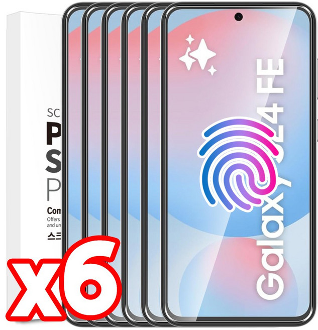 벌크온 3+3 갤럭시 S24 FE 글래스 핏 지문인식 강화유리 액정 보호 필름, 6개