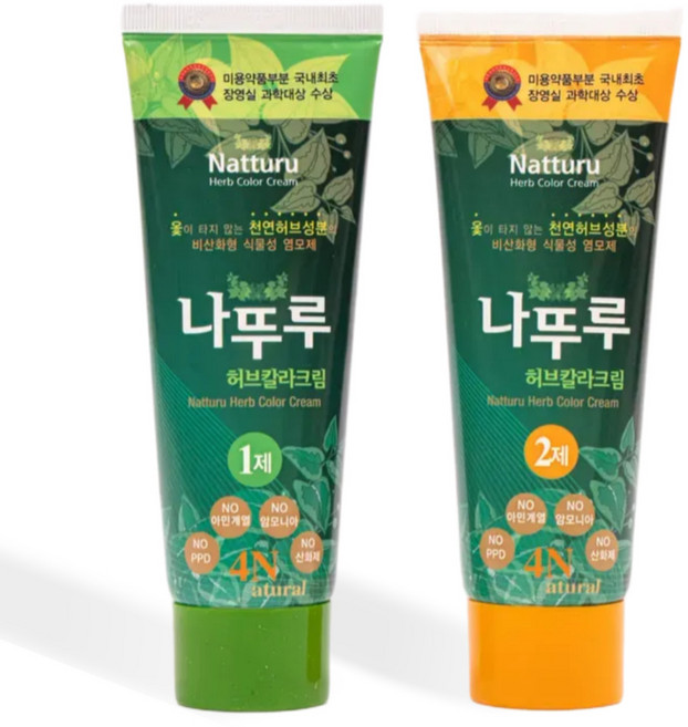나뚜루 염색약 (자연흑갈색) 새치염색 두피 알러지 없는 허브 염색약 옻 안타는 염색약, 자연흑갈색, 1개