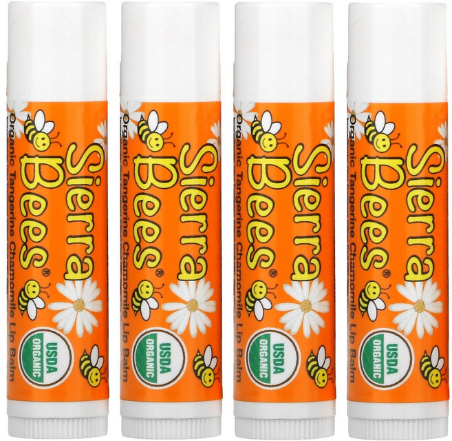 Sierra Bees 유기농 립 밤 감귤 카모마일 4개 (4.25 g) 각 1팩, 1개