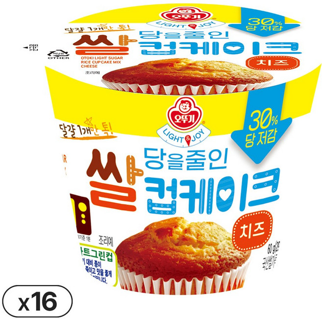 오뚜기 Light&Joy 당을줄인 쌀컵케이크 치즈 60g 16개