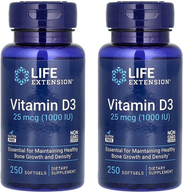 라이프익스텐션 비타민 D3 1000 IU 소프트젤, 250정, 2개 - 쿠팡