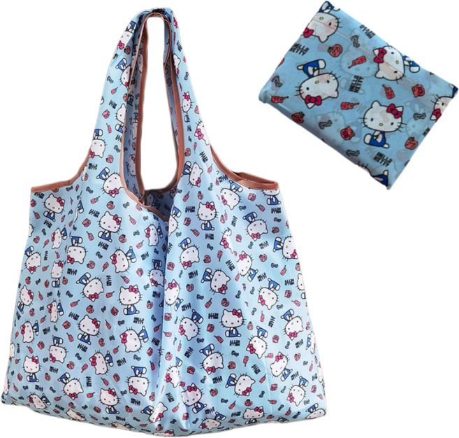 오르빗데이 캐릭터 접이식 장바구니, 키티 블루, 1개