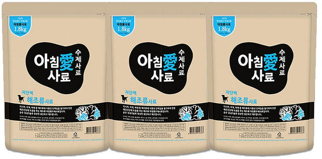 아침애 가수분해 국내산 수제 사료 해조류 1.8kg, 곡물, 3개