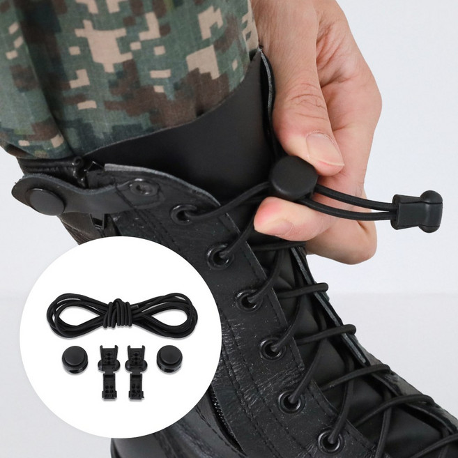 올풋케어 신형 군인 군대 고신축 전투화끈 군화끈 조임이, 1세트, 블랙