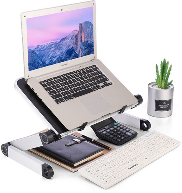 높이조절 노트북 책상 침대 테이블 T1, 화이트, 1개