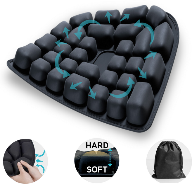 Blissora 펌프식 치질방석 산모 회음부 휴대용 에어셀방석, 1개, 블랙