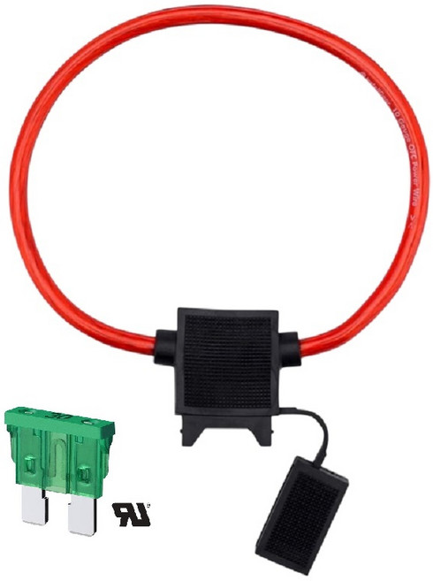 12AWG 방수대형휴즈홀더+30A UL인증 대형휴즈 포함 블랙박스 시거잭 기기연결 Waterproof Fuse Holder with 30A UL certified ATC Fuse