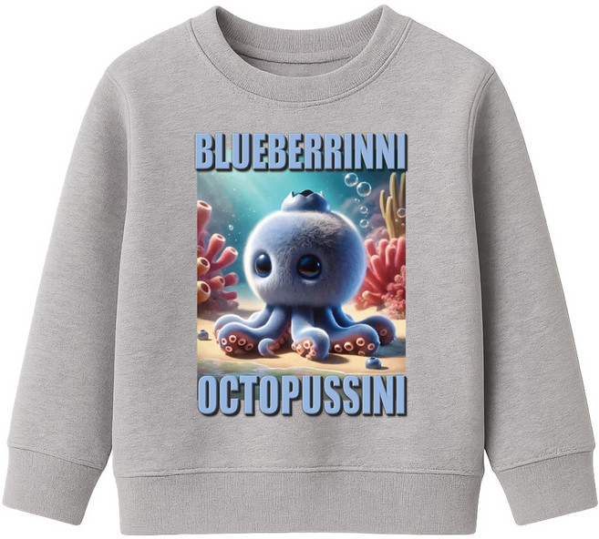 꼬므떼 아동 주니어 이탈리안 브레인롯 블루베리니 옥토푸시니 맨투맨 티셔츠 국내생산 형제룩 등원룩