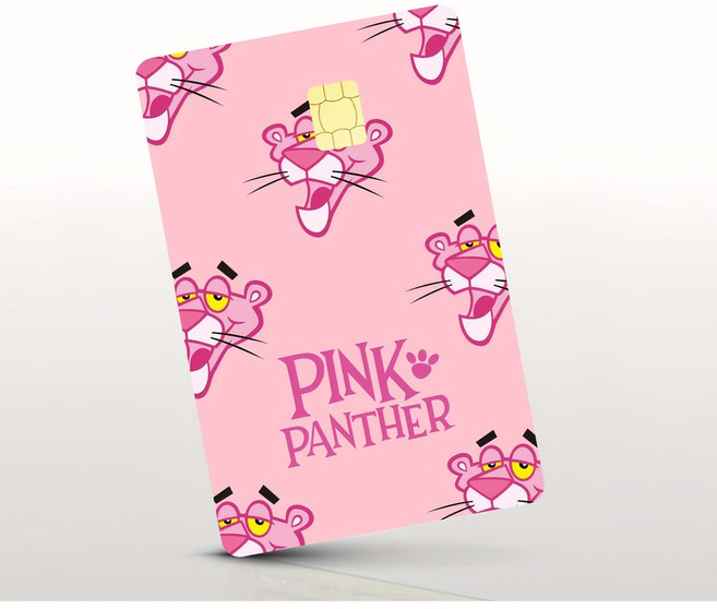 씨플 핑크팬더 레오파드 청소년 직장인 교통 체크 신용카드 긁힘방지 PVC스킨스티커, 1개