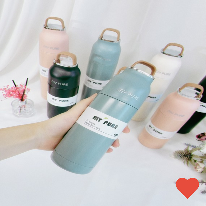 텀블러 마이 실리콘 손잡이 보온병 보냉병 답례품, 1개, 350ml, 상품 상세페이지 참조 (1796)