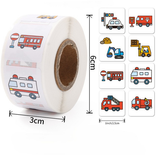 6종 중장비 자동차 비행기 스티커, 1개, S694 경찰소방차