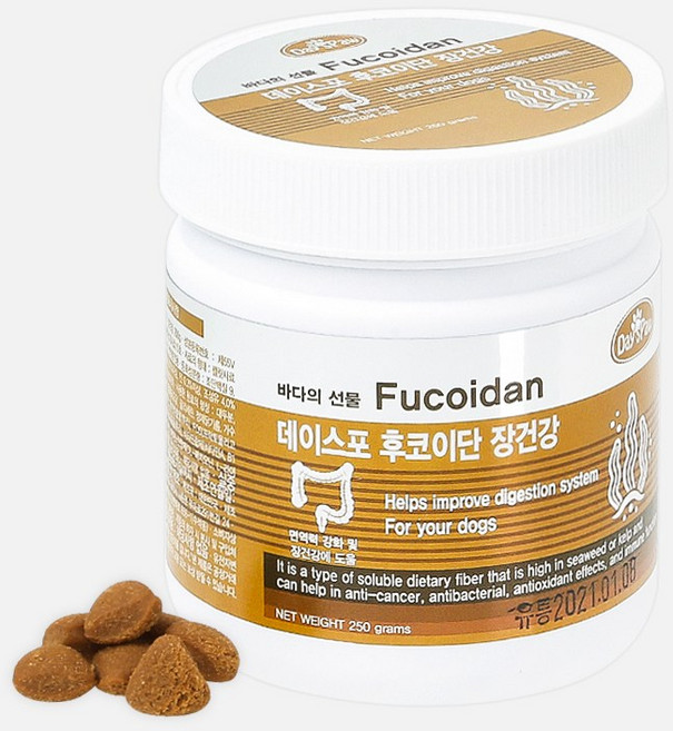 데이스포 후코이단 강아지 영양제 250g 장 영양간식 면역력 간식, 데이스포 후코이단 장 영양제 250g, 장건강/유산균, 1개