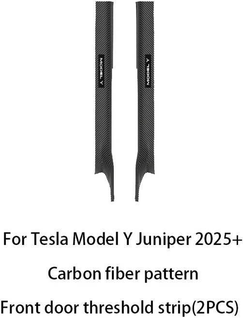 24 8Pcs Tesla Model Y Juniper 2025 + ABS 전면 도어 씰 프로텍터 임계 값 스트립 안티 킥 가드 패널 방수, 01 Front Carbon pattern