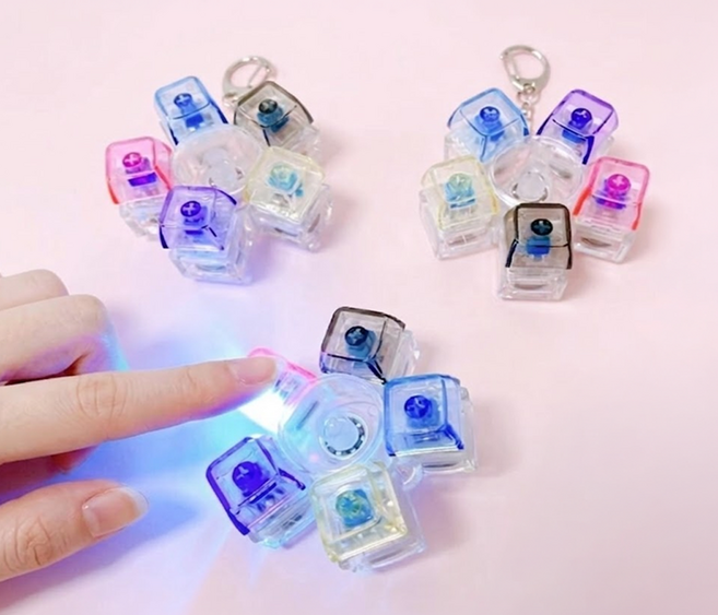 해피아이 led 키캡 키링 키캡 스피너 투명 5구 귀여운 키캡, 1개