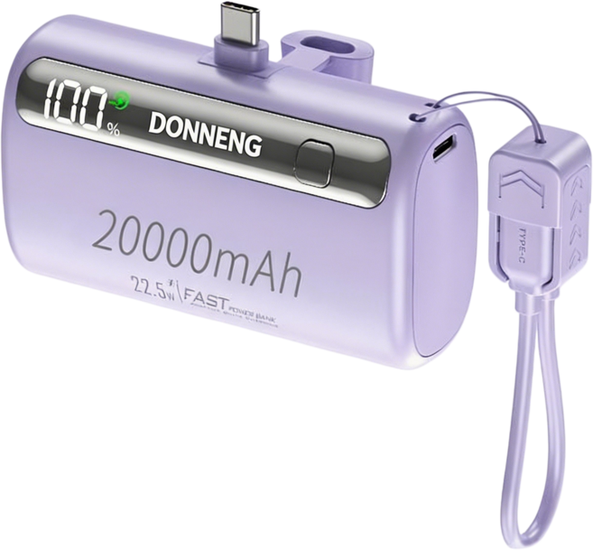 DONNENG Type-C 20000mAh 22.5W 行動電源, 紫色, Type-C充電頭