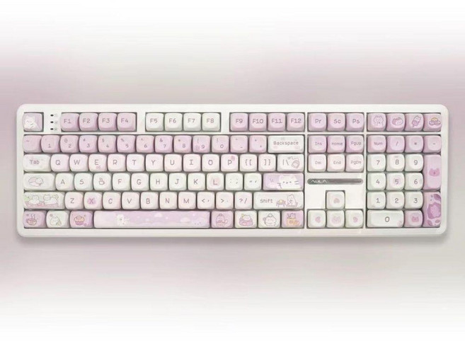 AULA독거미키보드(F108)기계식 키보드 게이밍 저소음 사무용 커스텀 무접점 유무선 적축, 물결축 ( 사각사각 사운드 추천 ), 독거미 F108 - 모아캣 애프터눈