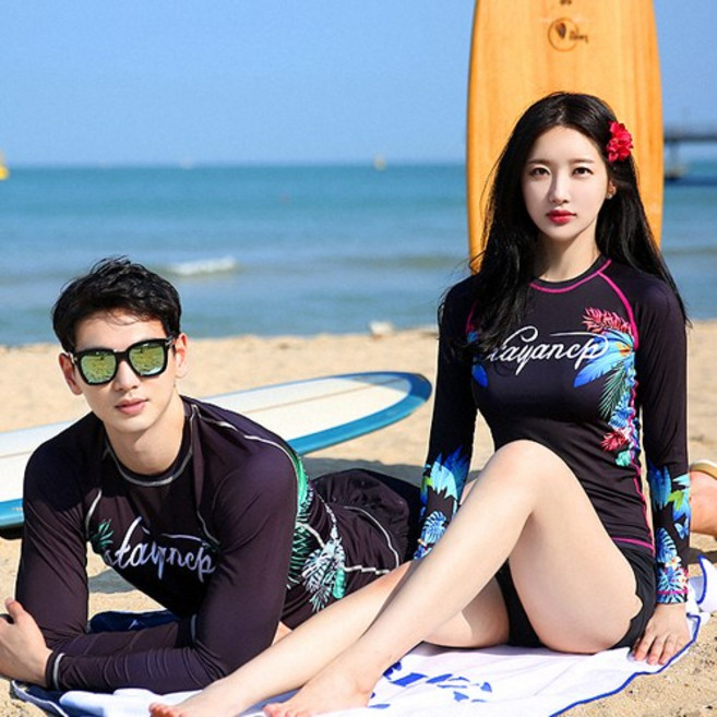 조이할리 카렌 커플 래쉬가드 수영복 남성 여성 상의 래시가드 세트 레쉬가드 남자 여자 빅사이즈 온천