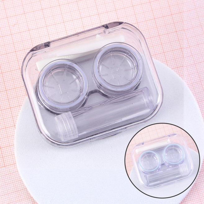 IDEA1st 휴대용 여행용 콘택트 렌즈 케이스 집게 렌즈통 흡착봉, 1세트, 블루+하늘