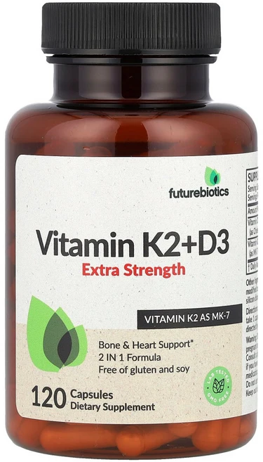 퓨처바이오틱스 비타민K2 + D3 엑스트라 스트렝스 캡슐 120정, 1개 - 쿠팡