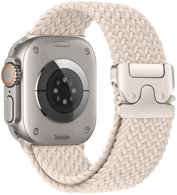 BuGeum 애플워치 호환 나일론 일체형 버클 스트랩, 1개, 흰색