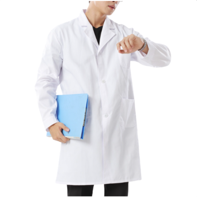 프리미엄 의사가운 약국 실습복 실험실 옷 남녀공용 프리미엄 코튼 버튼 슬리브