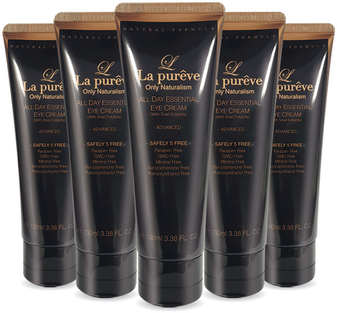 라퓨레브 올데이 83.1% 달팽이 에센셜 아이크림 100ml | 자연 스네일 뮤신 탱탱 쫀득 끈적임no 기름짐no, 5개