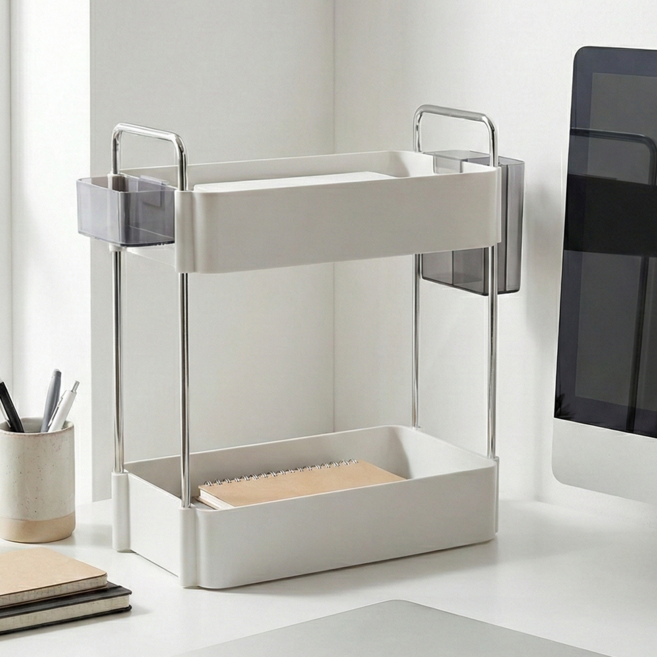 데이버스 2단 책상정리 선반, 1개, 화이트