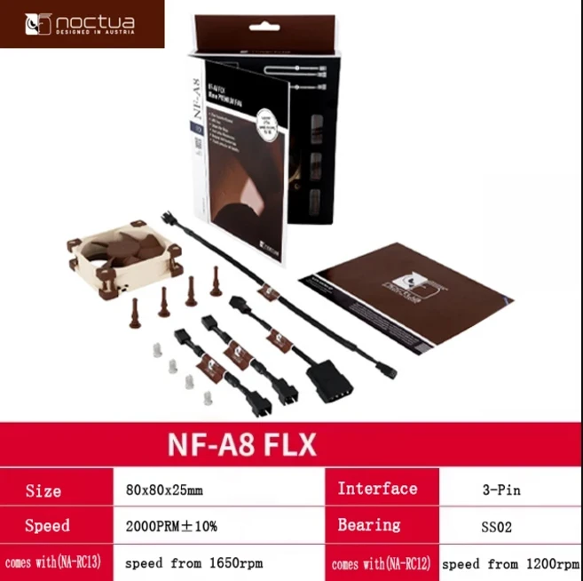 녹투아 NF-A8 80mm 4/3핀 12V PWM FLX ULN 쿨러 저소음 팬 CPU 라디에이터 팬 저소음 케이스 쿨링 컨트롤, 01 NF-A8 FLX, 01 기타, 01 RGB 없음