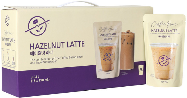 커피빈 헤이즐넛 라떼 190ml X 16팩, 16개