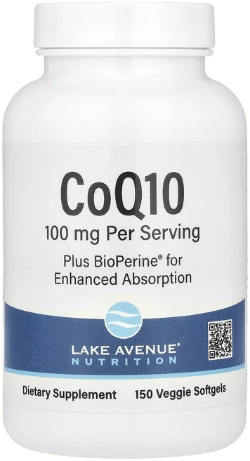 Lake Avenue Nutrition Bioperine® 함유 CoQ10 베지 소프트젤 150정, LakeAvenueNutritionBioperine함유, 1개 - 쿠팡
