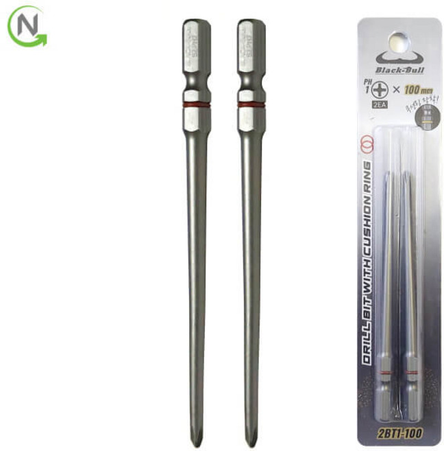 블랙불 슬림 PH1 정밀 미니 작은 십자 전동 충전 드라이버 드릴 비트 100mm 2개 비트날, 1세트